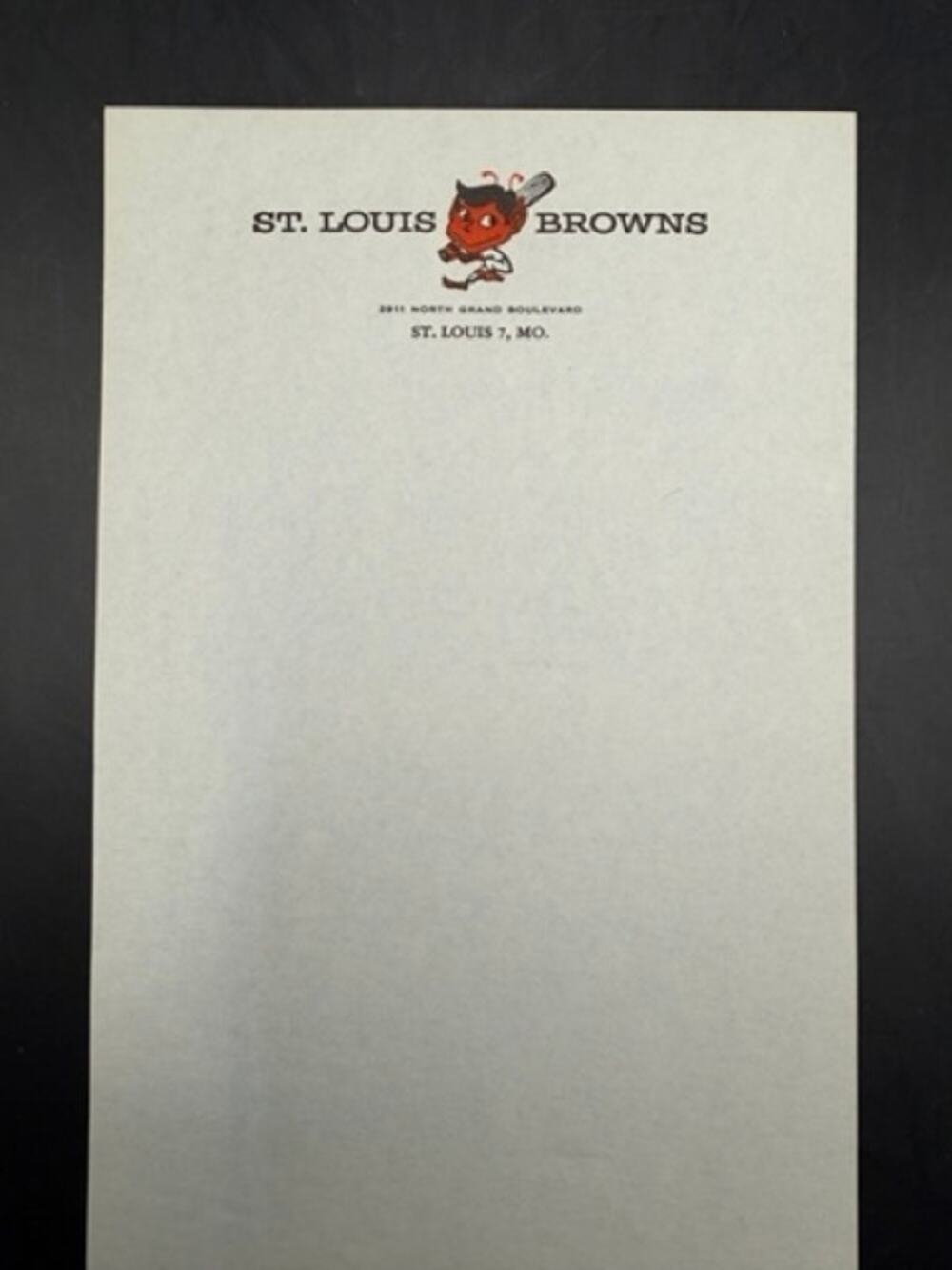 Unused 1940s-50s St. Louis Browns Stationary Brownie MLB Baseball Satchel Paige